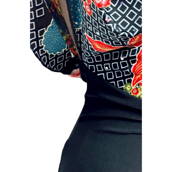 Y2K Multicolor Floral Top w Sparkle Dots Fitted Lower Off Shoulder Sydney Joy S - Picture 6 of 9